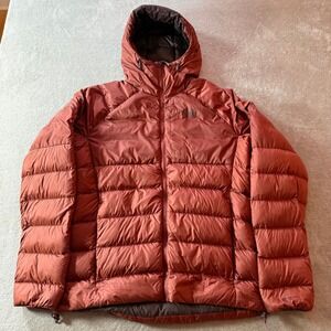 REI Down Puffer Hooded Jacket Terracotta Orange Lightweight Outdoor Mens M